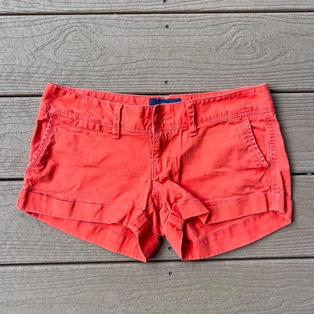 Y2K American Eagle Red Low Rise Micro Mini Favorite Shorts Size 0 Preppy